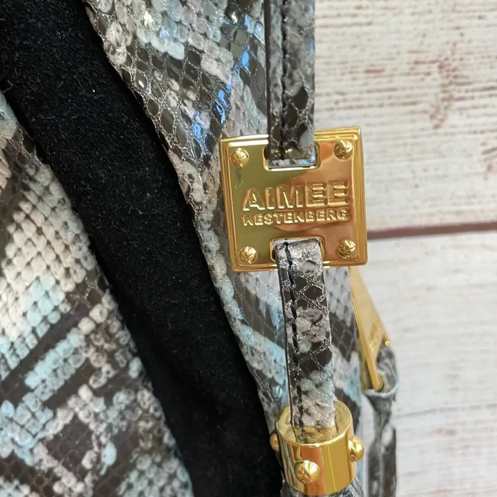 NEW WITH TAGS AIMEE KESTENBERG NIGHT IS YOUNG‎ LEATHER HOBO BAG IN PYTHON PRINT